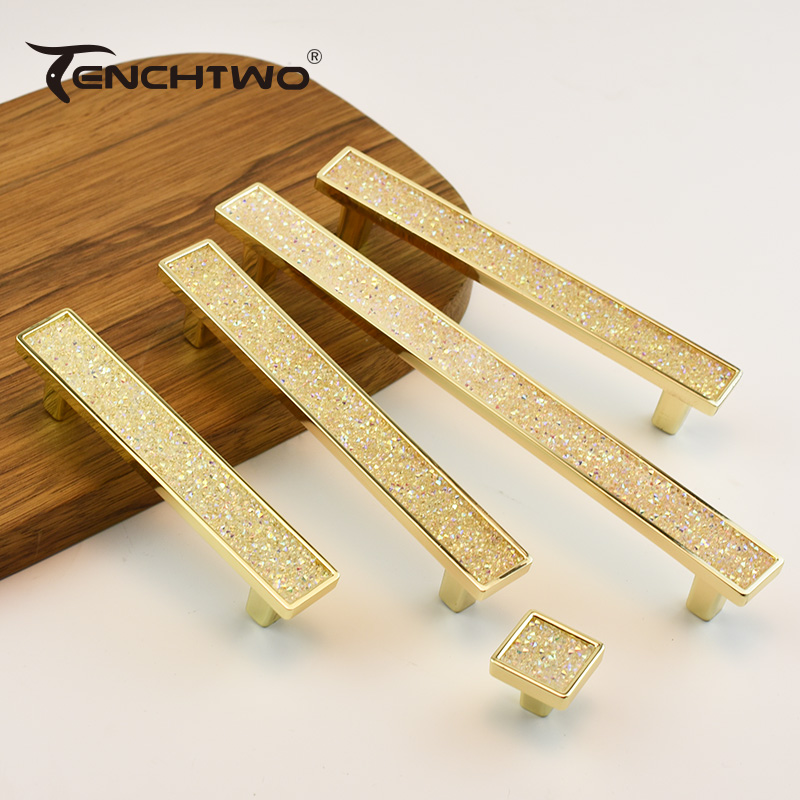 Furniture And Kitchen Hardware Fitting - Gold Crystal Diamond Furniture Handle Door
