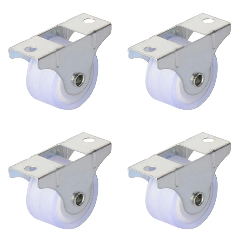 Furniture Rails Hardware - 4Pcs White Rail Fixed Casters Small
