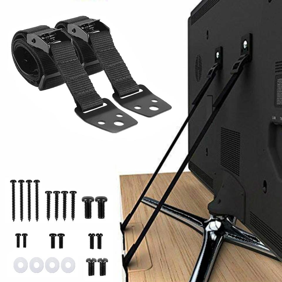 Furniture Hardware Manufacturer - 2 Pack Adjustable TV Safety Straps,No-Drill