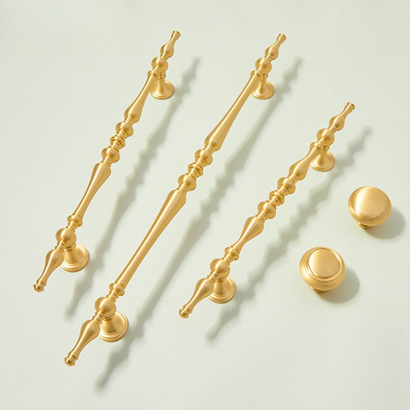 Furniture And Kitchen Hardware Fitting - French Solid Brass Furniture Handles Bright