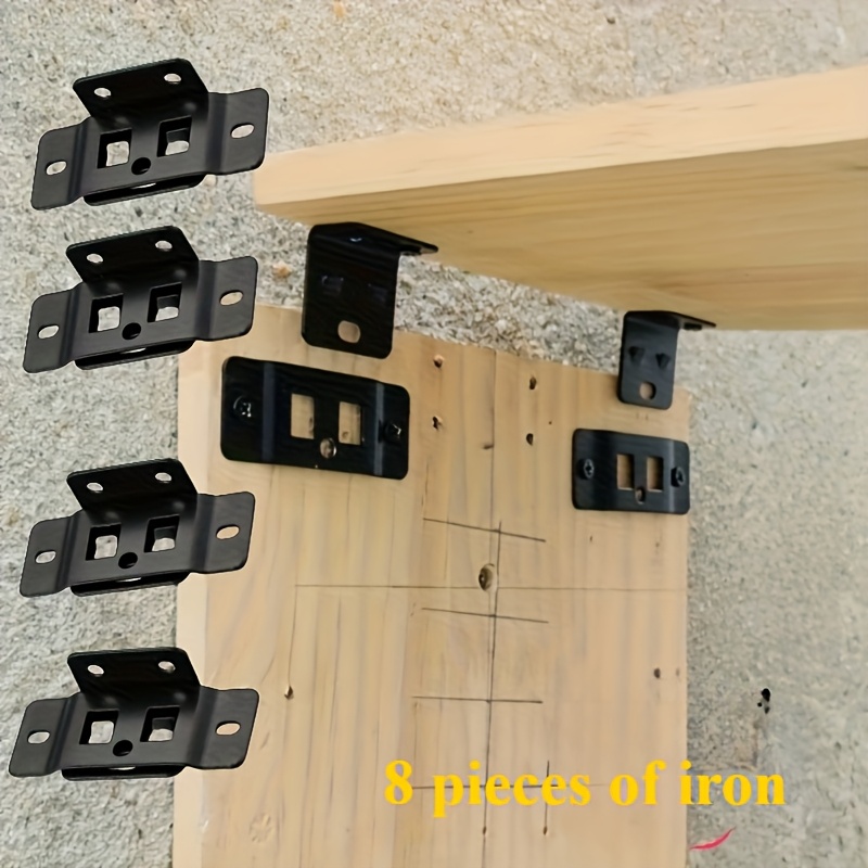 Furniture Hardware Connectors - 4 Sets 2-in-1 Metal Fixing Clips,