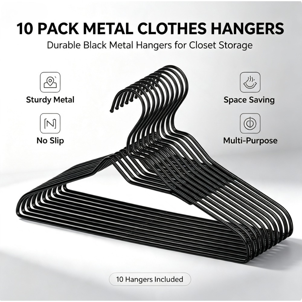 10‑Count Black Non‑Slip Clothi - огляд і ціна Furniture Hardware Accessories